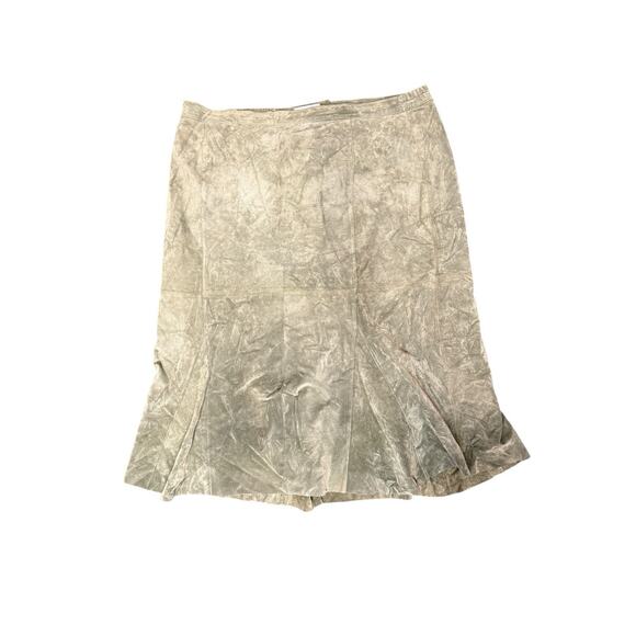 Vintage G.J.Hook Suede Leather Skirt Green 26W Button Zip Closure - Picture 3 of 10